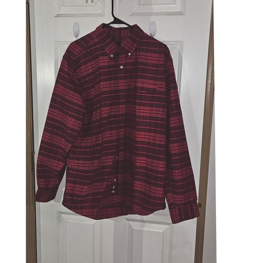 Hurley Mens XXL Red Plaid Long Sleeve Button Down Cotton Shirt MVL611ACK